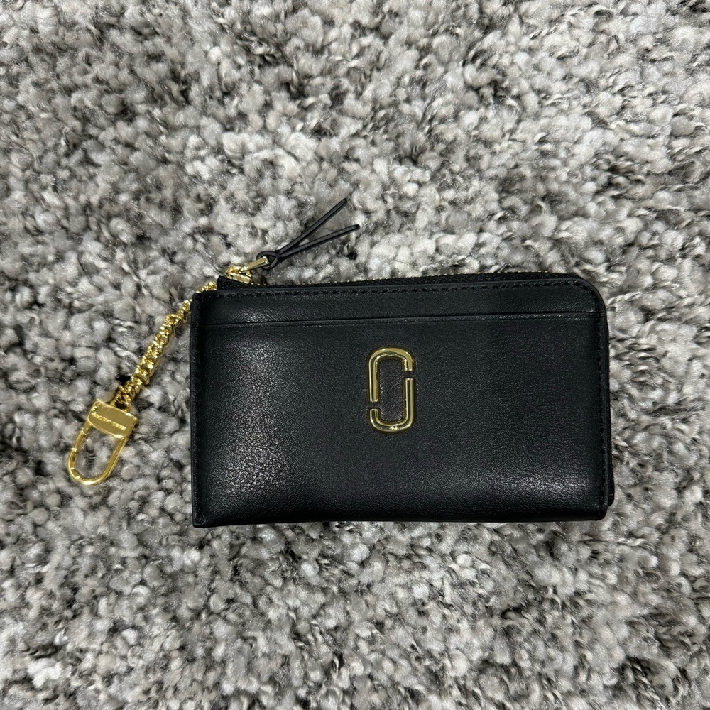 Marc Jacobs Half Zip Card/Wallet/Key Holder Case Black New Without Tags
